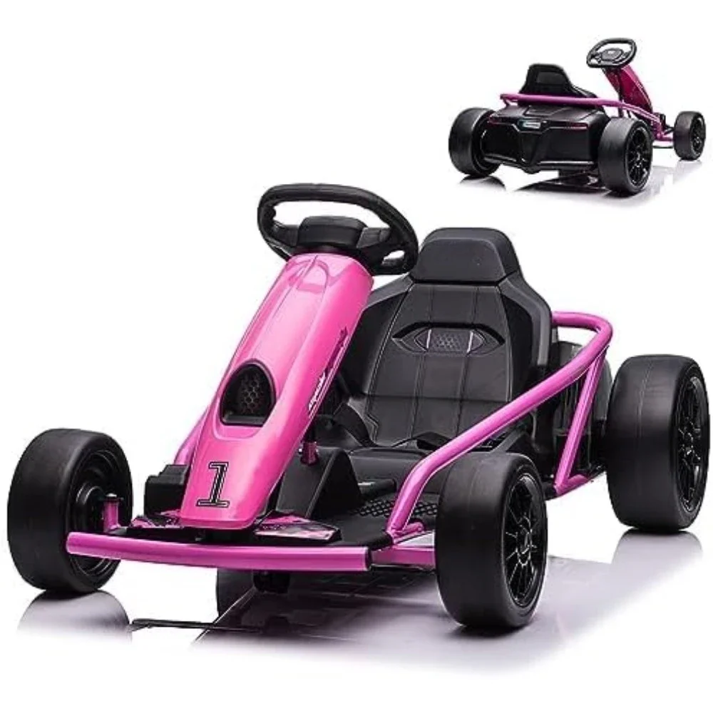 

24V Go Kart, 300W*2 Extra Powerful Motors, 9Ah Large Battery 8MPH High Speed Drifting with Music, Horn,Max Load 175lbs Outdoor