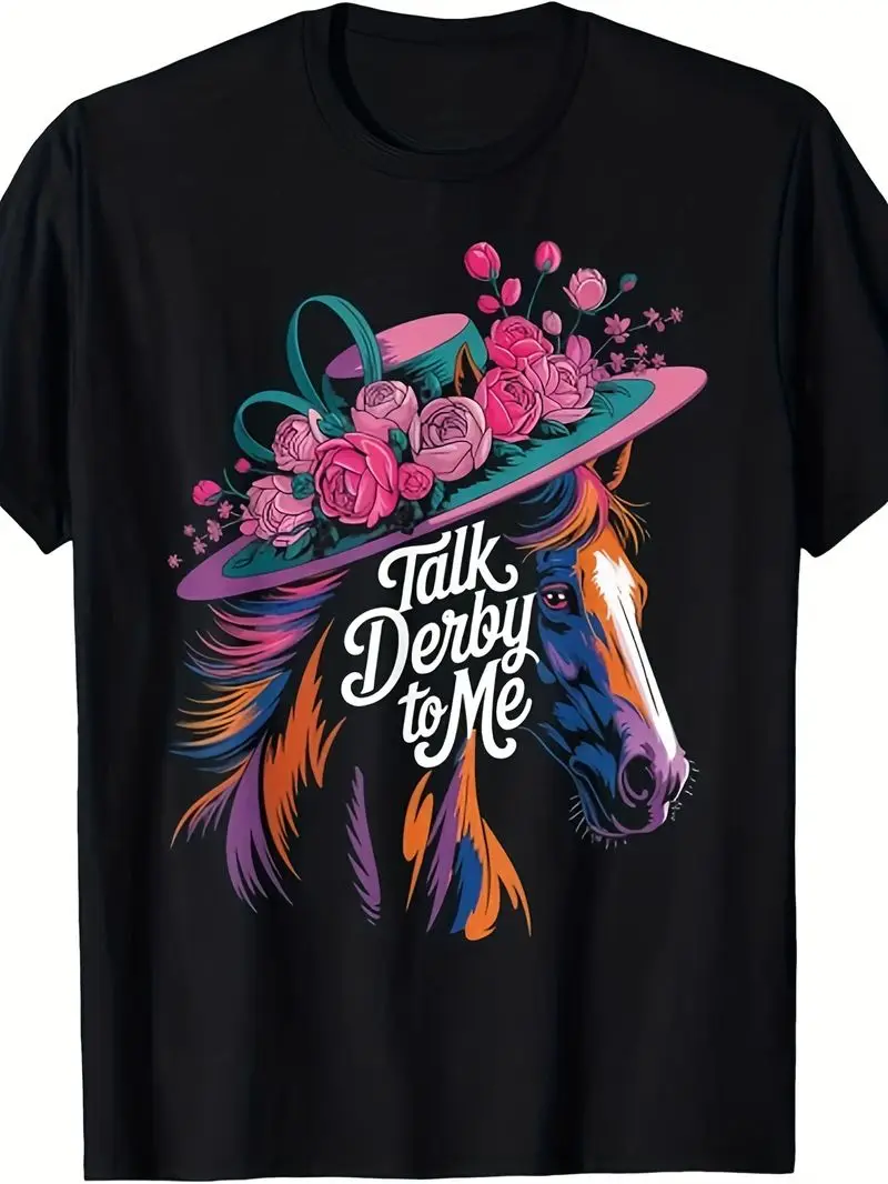 Women Talk Derby To Me Funny Horse Racing Lover On Derby Day T-Shirt Same Style For Men And Women 2025 Summer Short-Sleeved