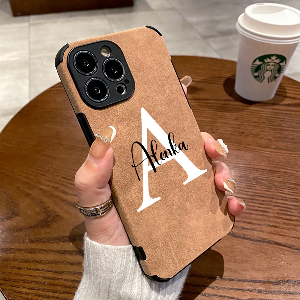 Luxury Custom Name Antler Leather Phone Case for iPhone 14 13 12 11 Pro Max X XR XS 7 8 Plus Personalised Cover Fashion Gifts