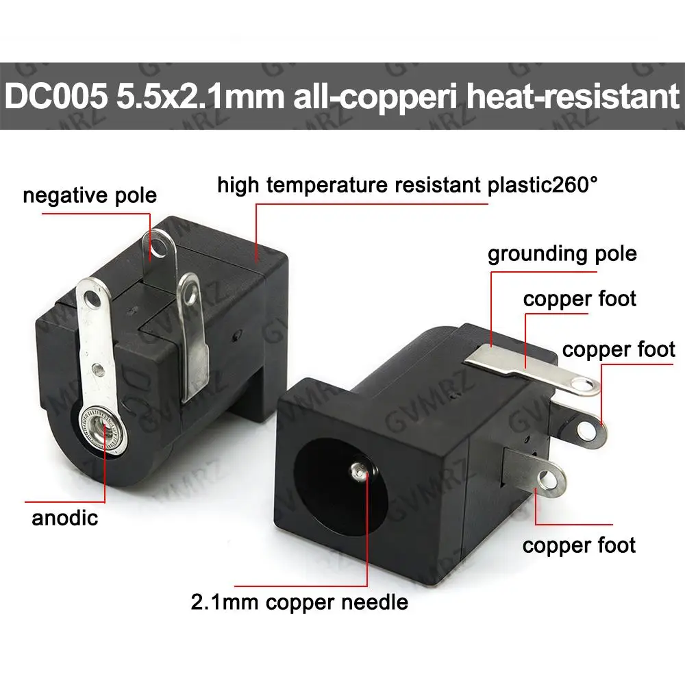 10PCS DC-002   3.5x1.3mm Male DC Plug/DC Power Jack Female Charging Socket Connector 3.5*1.3 MM Mini DC Socket Female