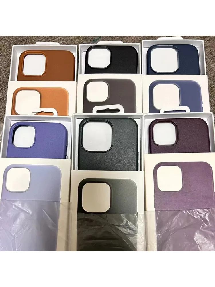 Officiële Magsafe lederen hoes voor iPhone 16 15 14 13 12 Pro Max 17 Pro Magnetische beschermhoes Anti-val hoes - afbeelding 2
