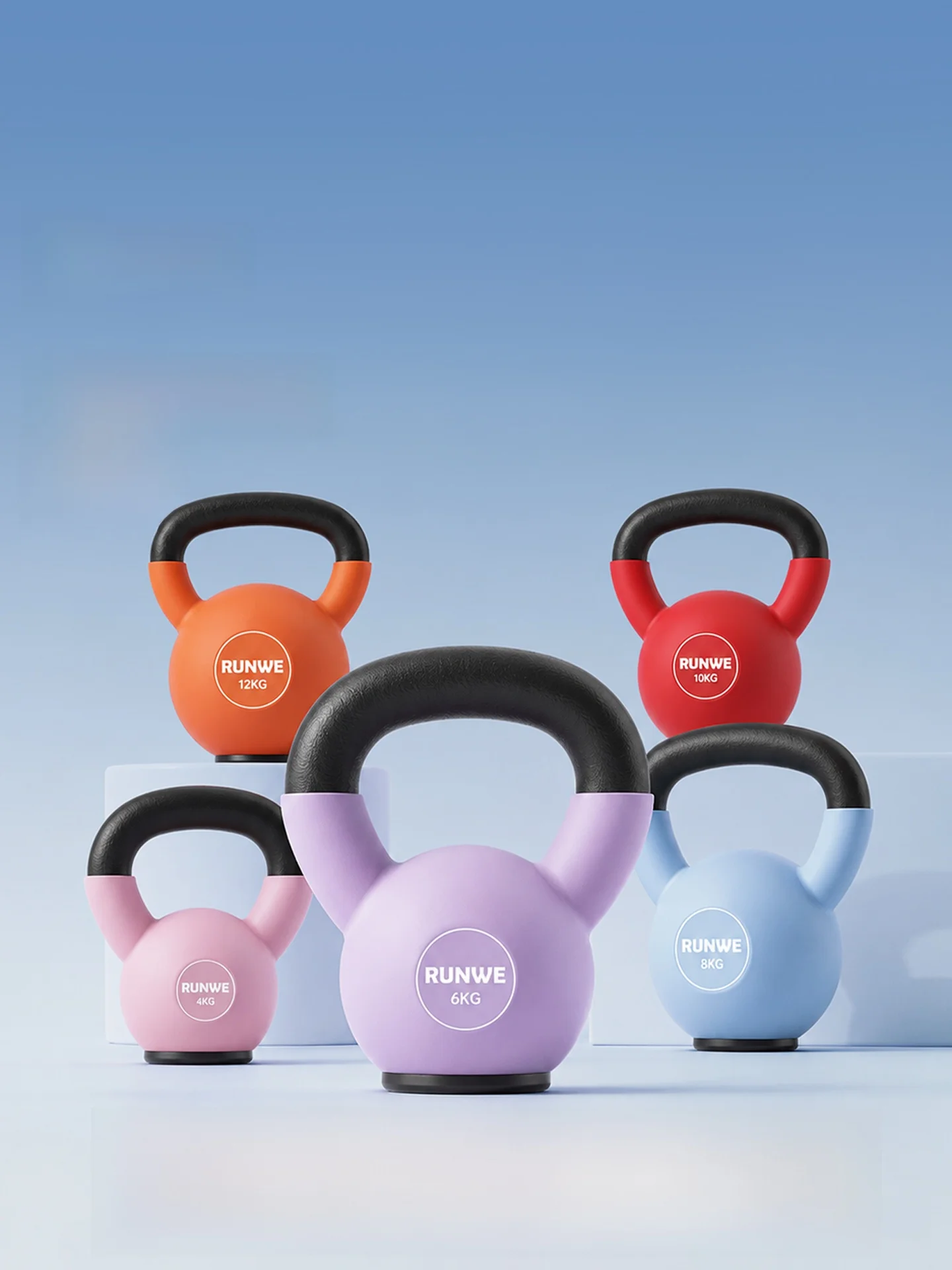runwei-ソフトボトム鋳鉄ケトルベル女性用フィットネス家庭用固体鋳鉄つや消しメッキソフトケトルベルバットリフティングツール