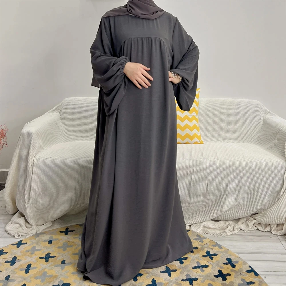 Abayas for Women Dubai Muslim Modest Dress Solid Color Loose Casual Comfort Robe Autumn Long Sleeve Islam Clothes Eid Ramadan