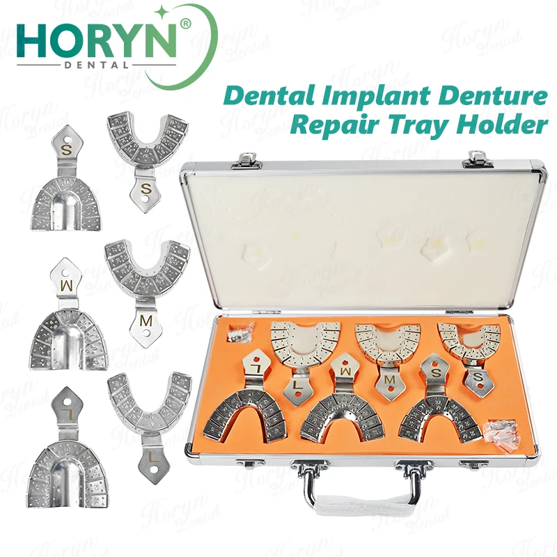 6 unids/set Dental de acero inoxidable implante dentadura molde extraíble bandeja de posicionamiento soporte para dientes S/M/L herramientas de dentista autoclavables