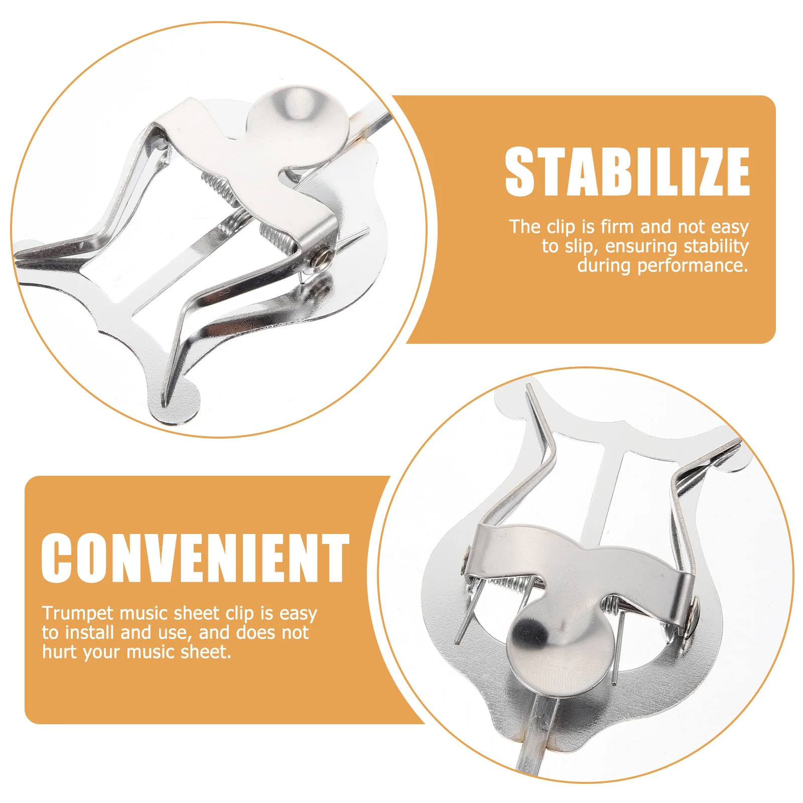 مشبك ورقة الموسيقى البوق المعدني القوي خفيف الوزن ومحمول ومستقر ومسير الفرقة ومجلد الوجه ومشبك كتب الموسيقى بوق معدني قيثارة #2