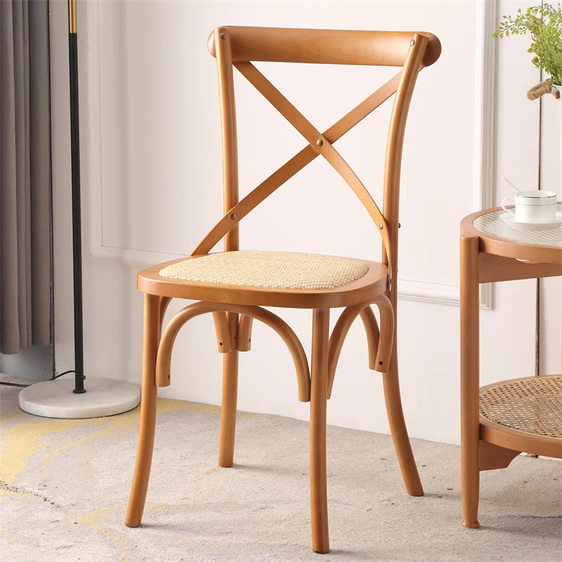 American casual solid wood chair simple home retro back fork dining chair dessert shop cafe homestay back dining chair