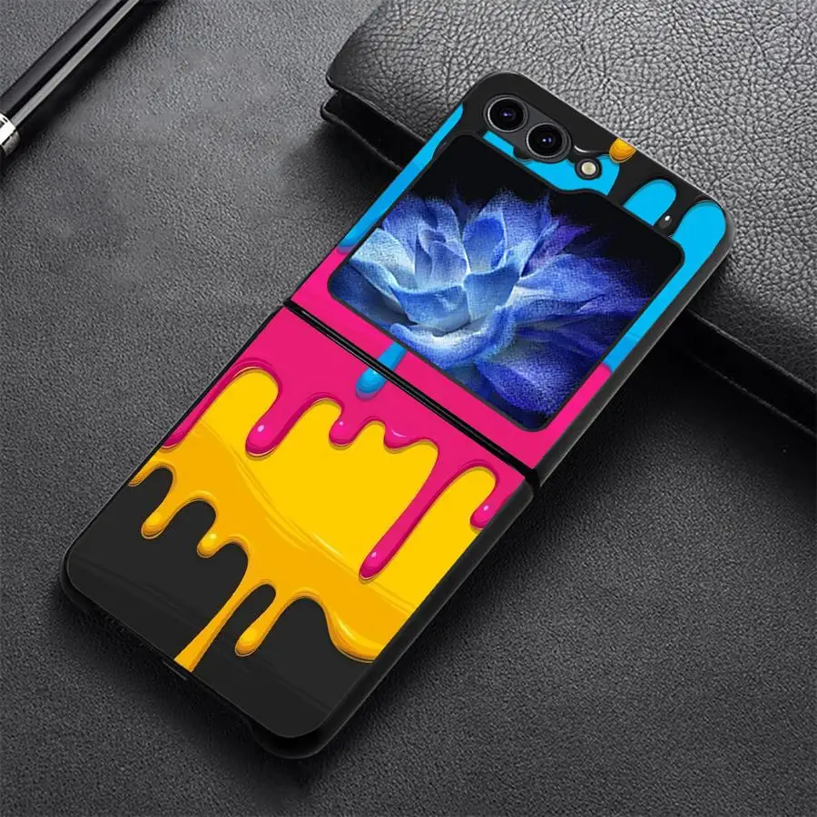 Color Drip Print Phone Cover Case for Samsung Galaxy Z Flip 8 Flip5 Flip4 Flip7 FE Flip6 Z Flip 7 6 5 4 3 Flip3