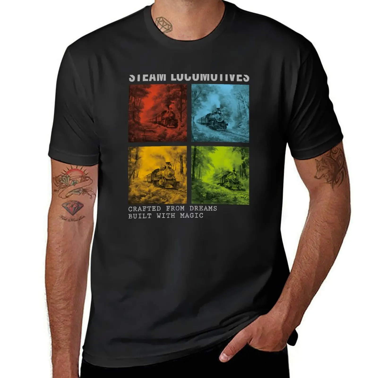 Steam locomotives - crafted from dreams, built with magic T-Shirt funnys customs design your own t shirts for men graphic