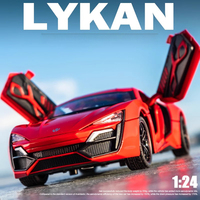 1/24 Lykan Hyper Sports Car Alloy Pull Back Car Model Sound And Light Toy Collect Hobby Model Ornaments Gift For Friend Boys