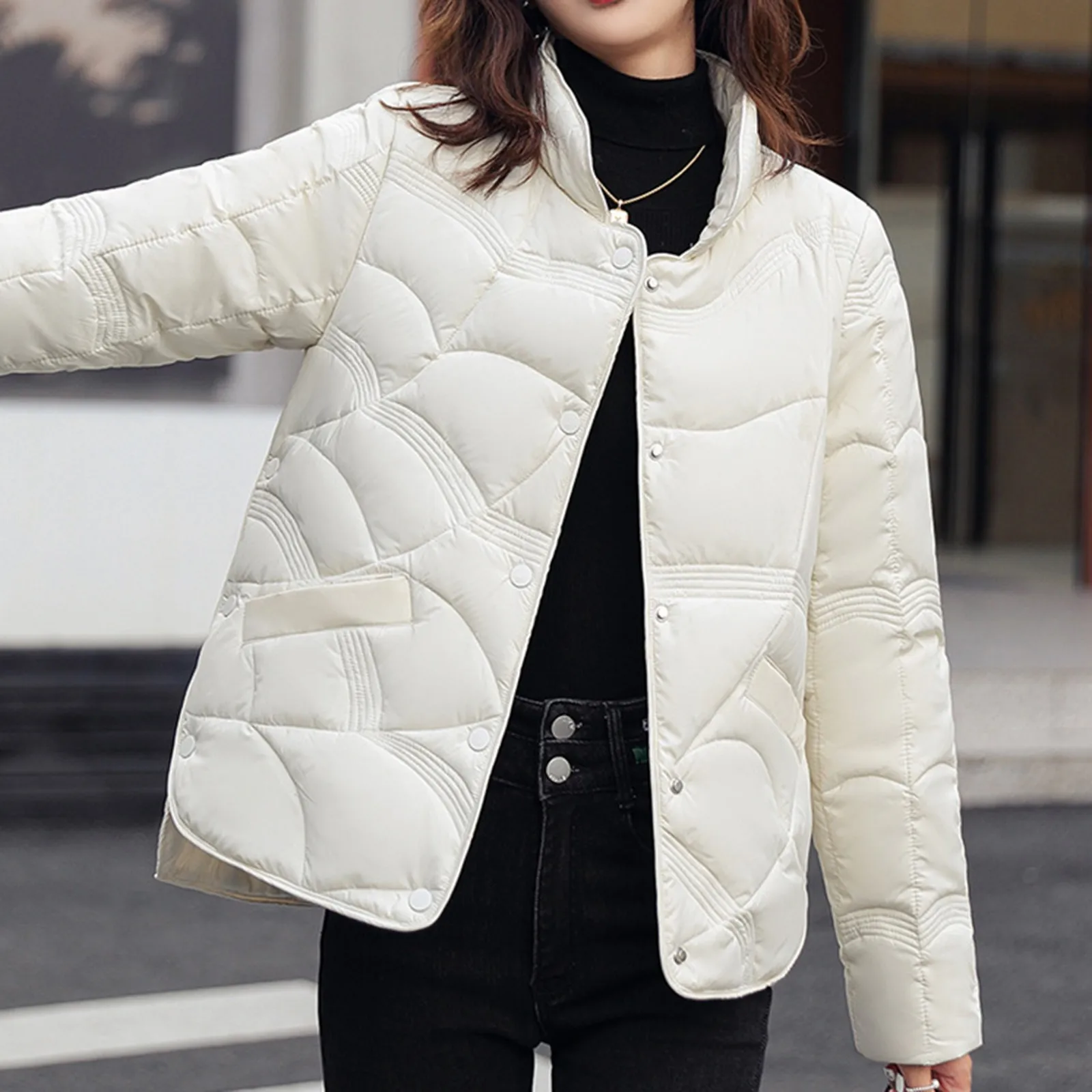 Womens Lightweight Padded Jacket Puffer Down Coat Korean Fashion Clothes Winter Autumn Women'S Clothing Warm Winter Outerwear