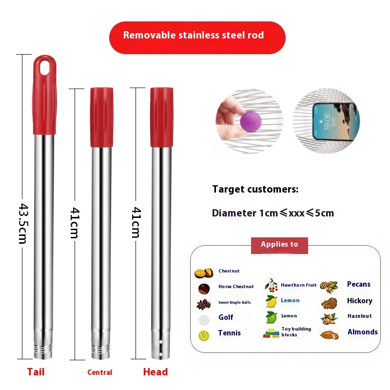 New and Hot-selling Side-tilting Nut Collector, Fruit Picker, Walnut and Chestnut Picker, Golf Ball Picker, Garden Tool