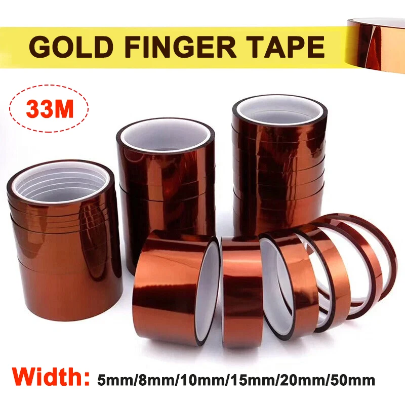 Fita de Poliimida Autoadesiva Resistente a Altas Temperaturas 33M Gold Finger 5-50MM para Soldagem na Indústria Eletrônica