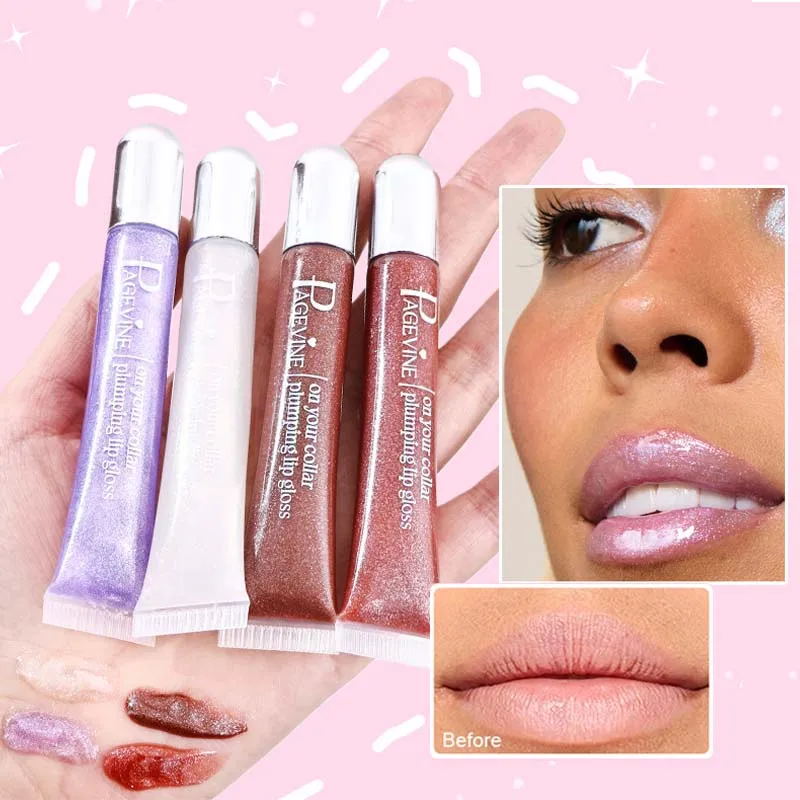 Cambio caldo Lucidalabbra viola Perlescente Lucido acquoso Lucidalabbra Trasparente Gitter Idratante Idratante Rimpolpante Lucidalabbra Trucco