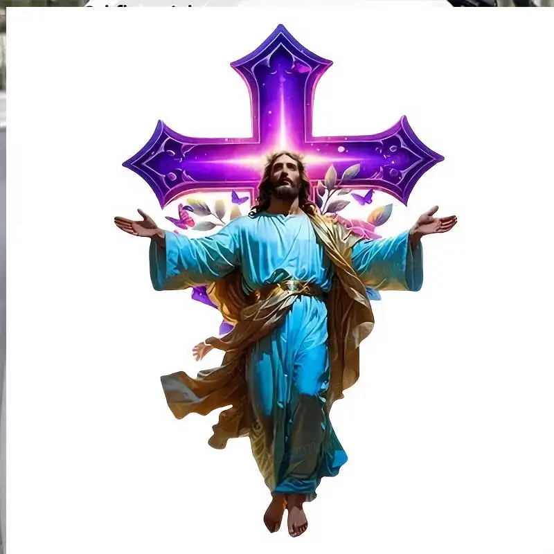 Colorful Jesus Cross Religious Vinyl Stickers Multifunctional Decals for Laptops Water Bottles Guitars Cars Q13