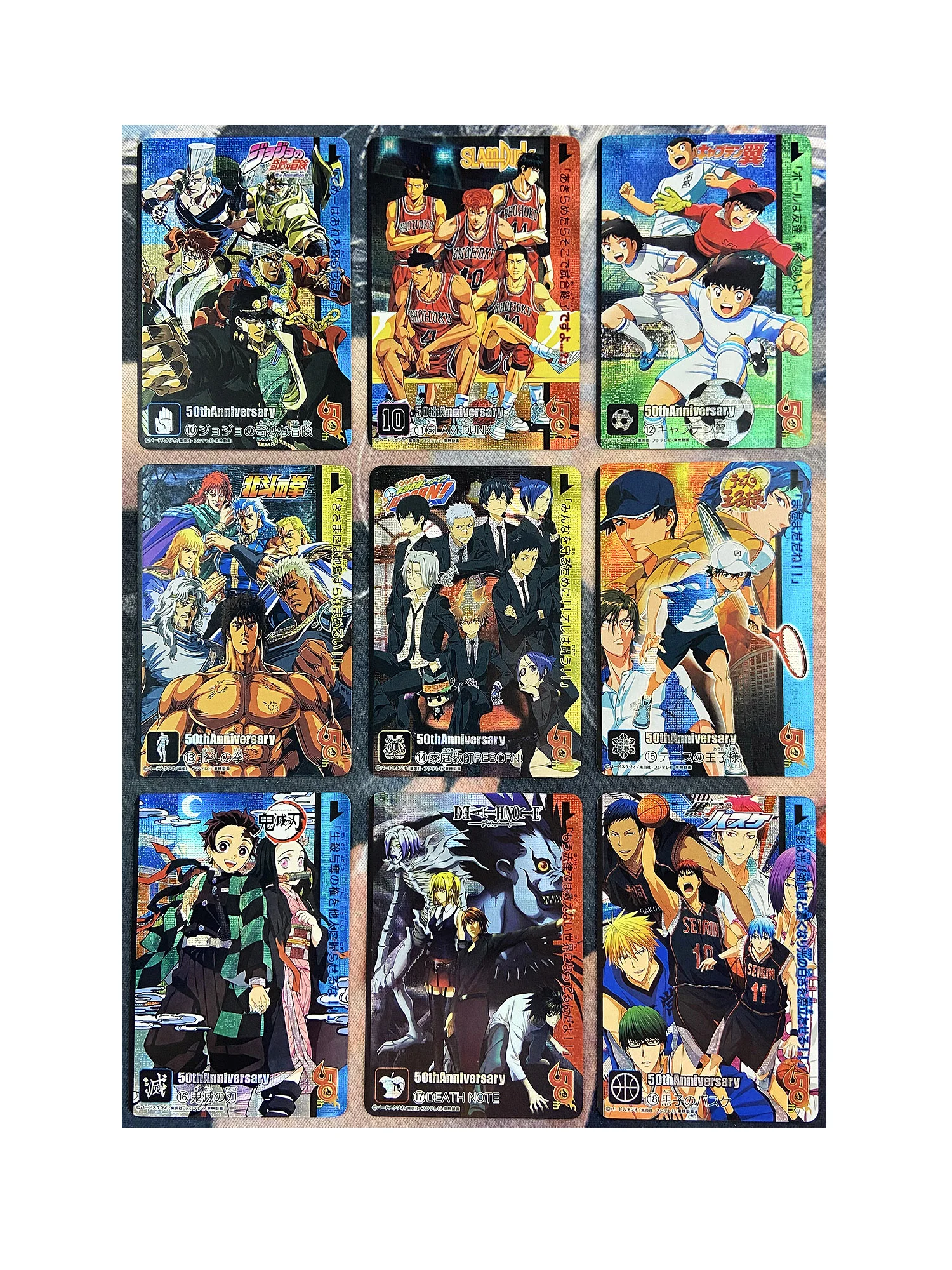 9pcs/set Jump 50th Anniversary Weekly Shonen Demon Slayer JOJO Slam Dunk No.2 Hobby Collectibles Game Anime Collection Cards