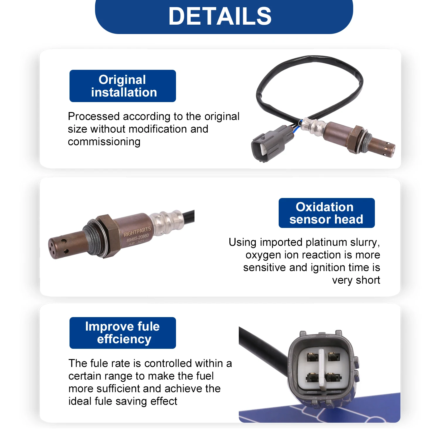 RIGHTPARTS 89465-20860 Car Oxygen Sensor 8946520860 For TOYOTA ISIS NOAH VOXY PREMIO ALLION 2.0L 2001-2009 O2 Sensor For TOYOTA