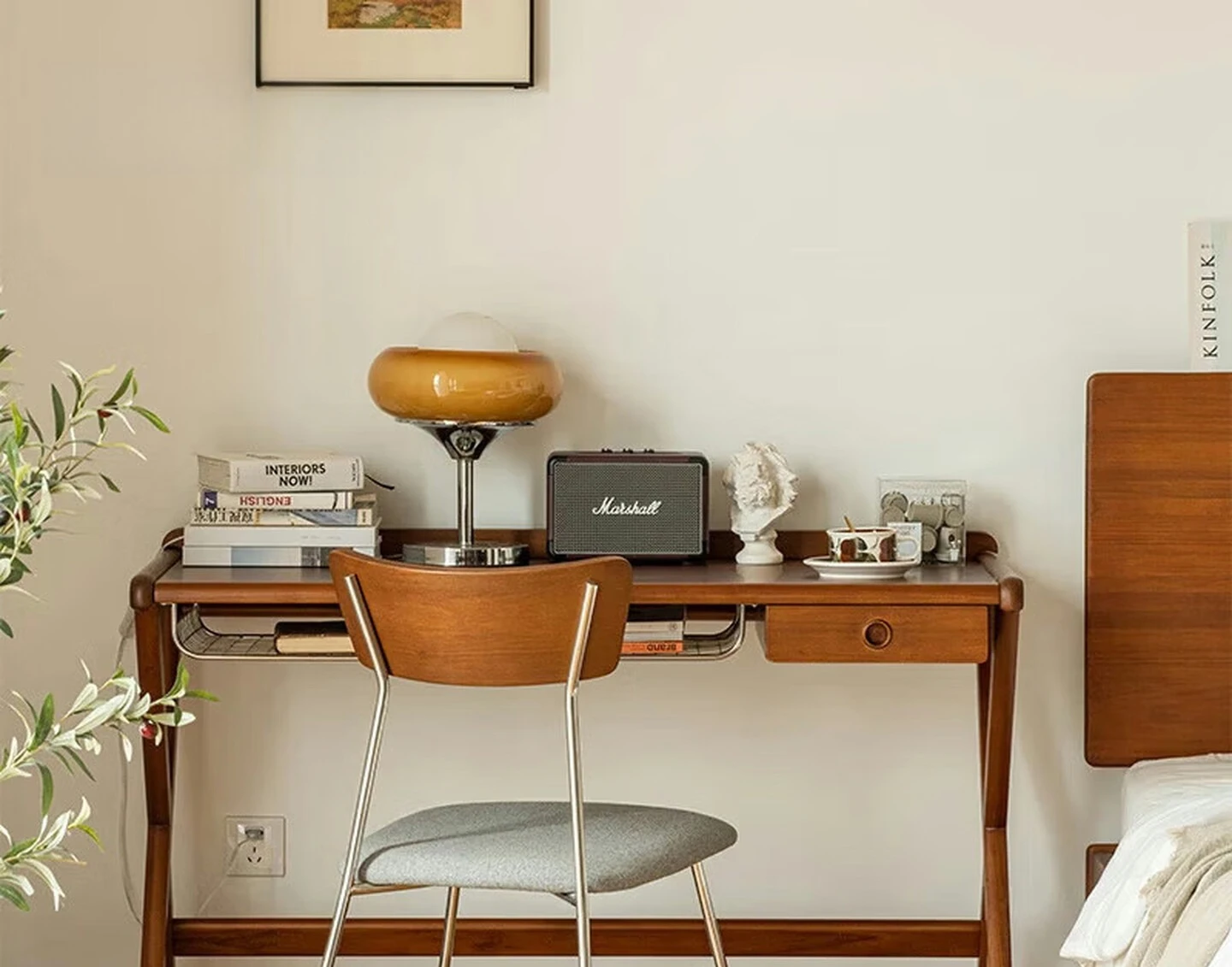 Solid wood desk, vintage small apartment, Nordic Japanese style two-seater computer desk