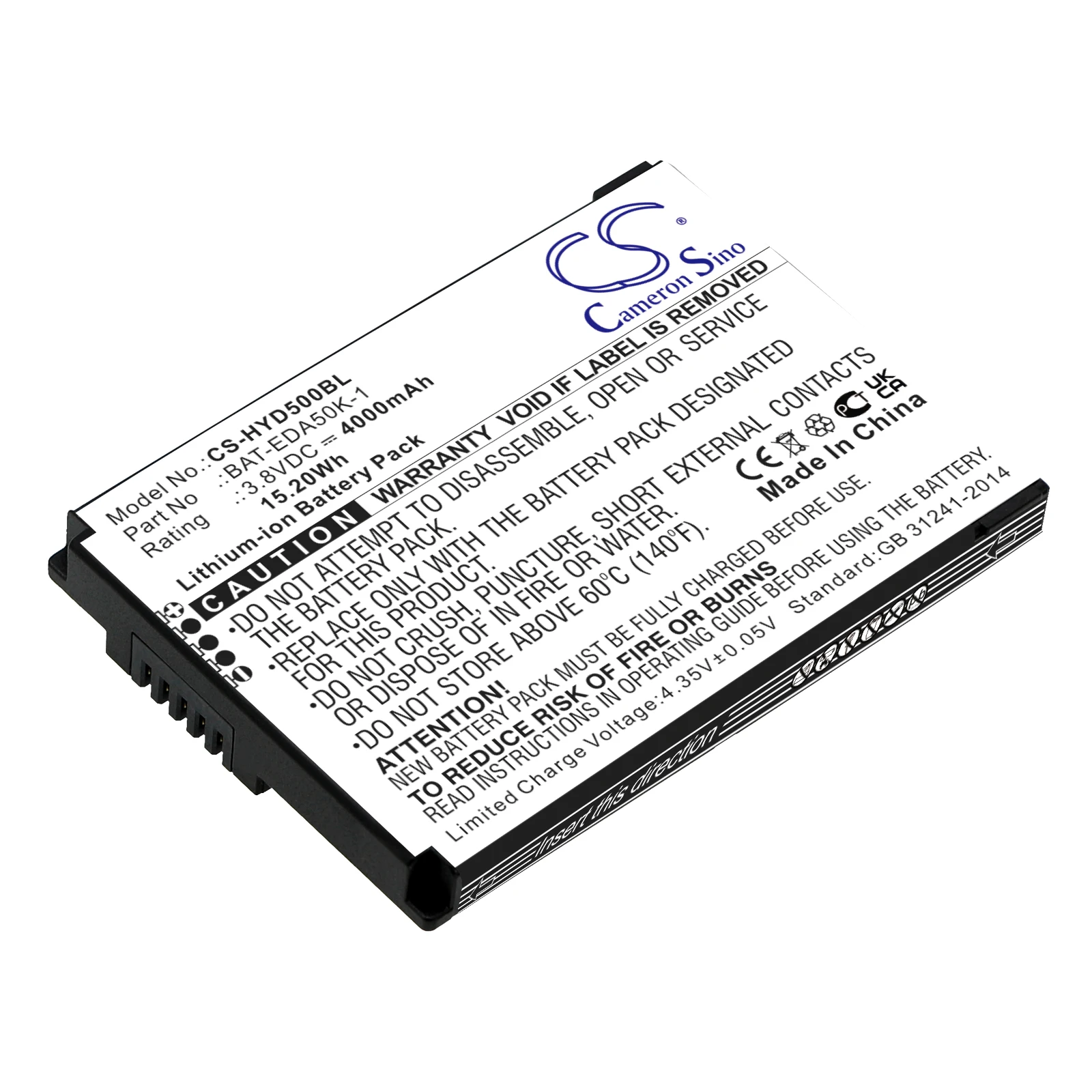 

3.8V 15.2Wh 4000mAh Barcode Scanner Battery BAT-EDA50K-1 for Honeywell EDA50K, ScanPal 50, EDA51K, EDA51K-0, Li-ion
