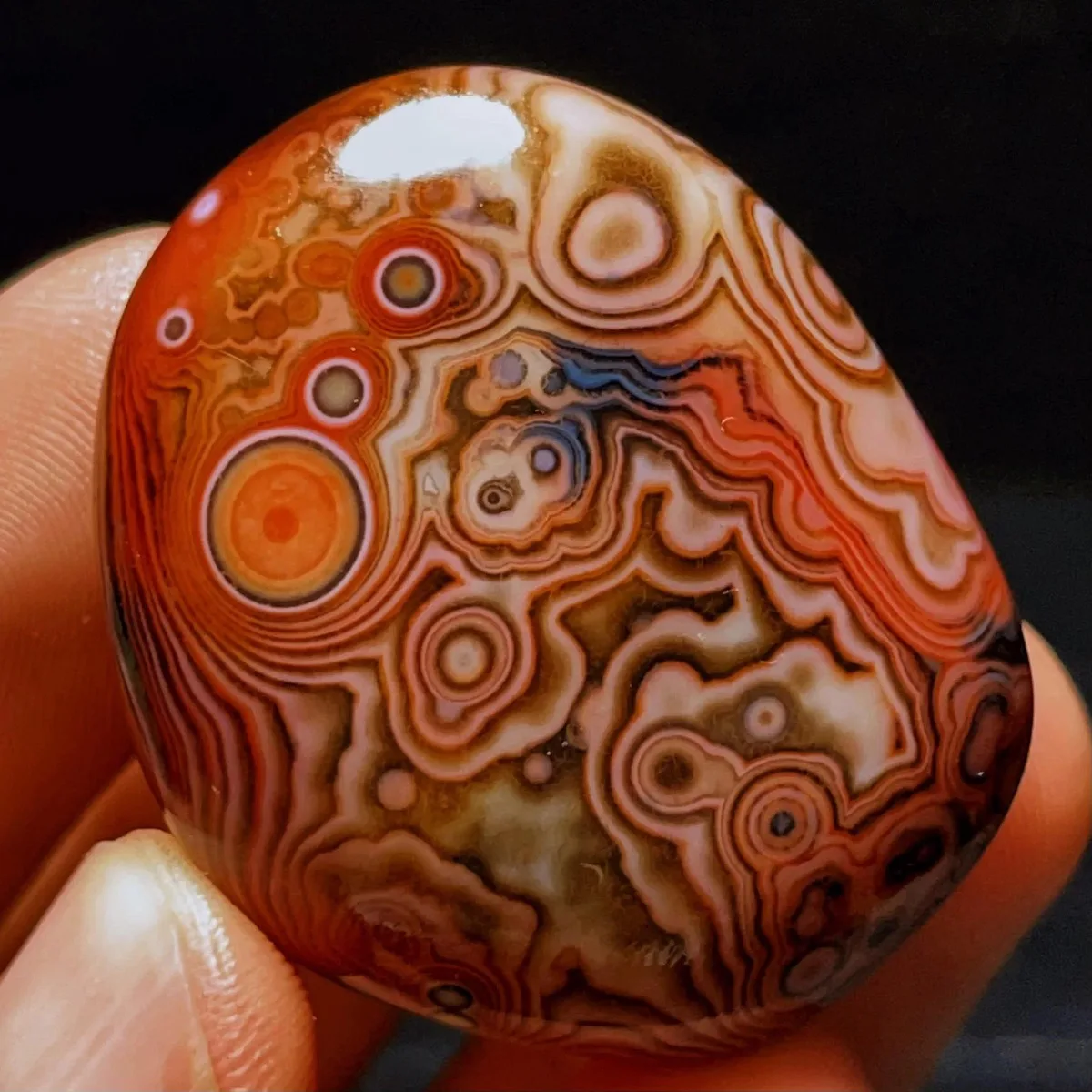 Chalcedony Beauty Banded Agate Palm Stone, Polished Tumbled, Pocket Stone, Terrarium Decor, Natural Stone, Crystal Collection