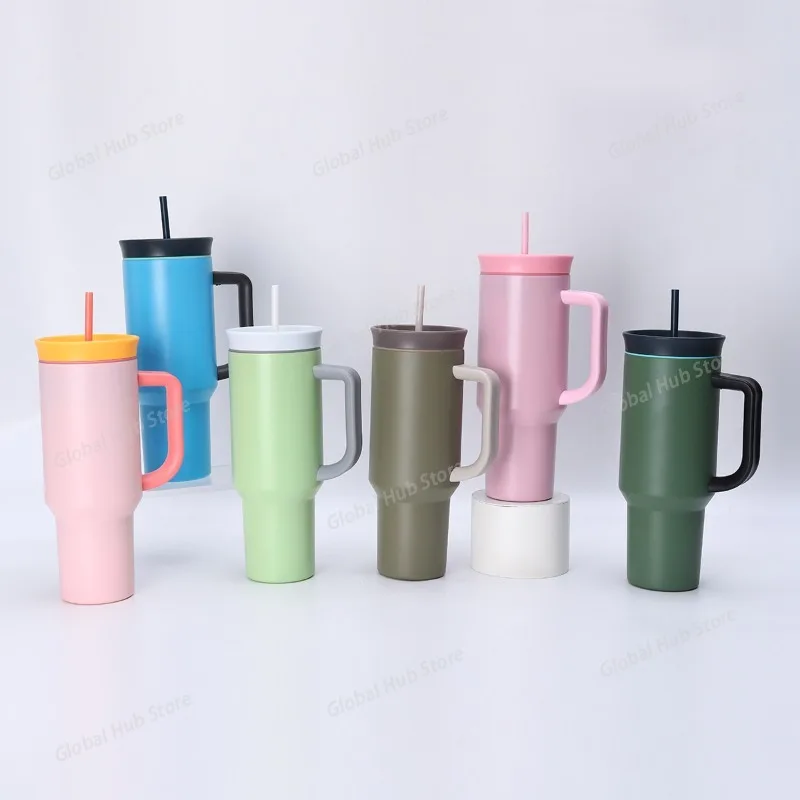 

Двухслойная вакуумная автомобильная чашка из нержавеющей стали 304, портативная чашка-термос большой емкости с соломенной ручкой, чашка Bingba