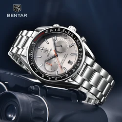 BENYAR Mens Watches 2023 Top Brand Luxury Quartz Chronograph Automatic Watch For Men Waterproof Sports Clock Relogio Masculino