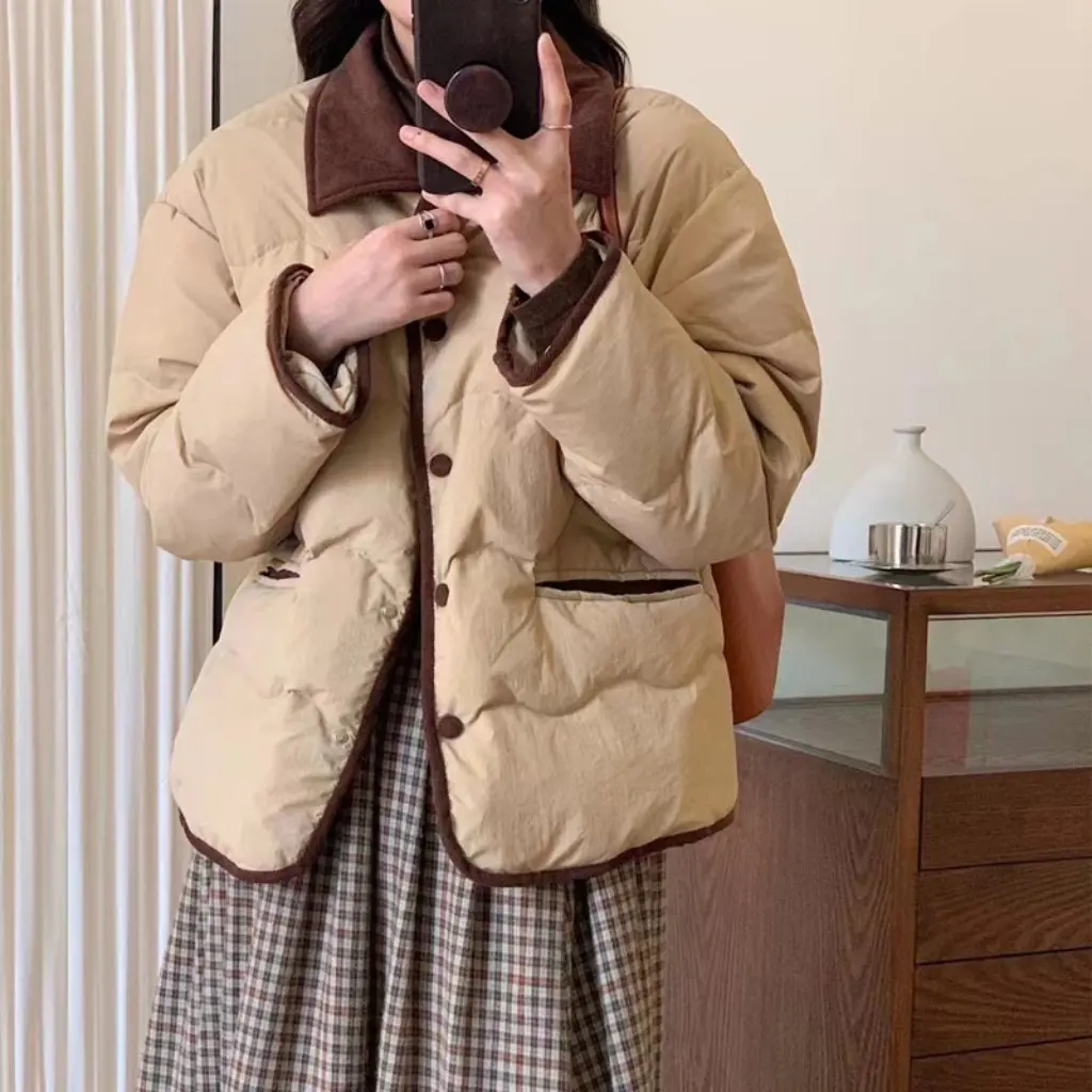 Veste courte rembourrée en coton pour femme, manteau décontracté léger en velours côtelé, Style coréen du sud, laps Dongdaemun, pour l'hiver