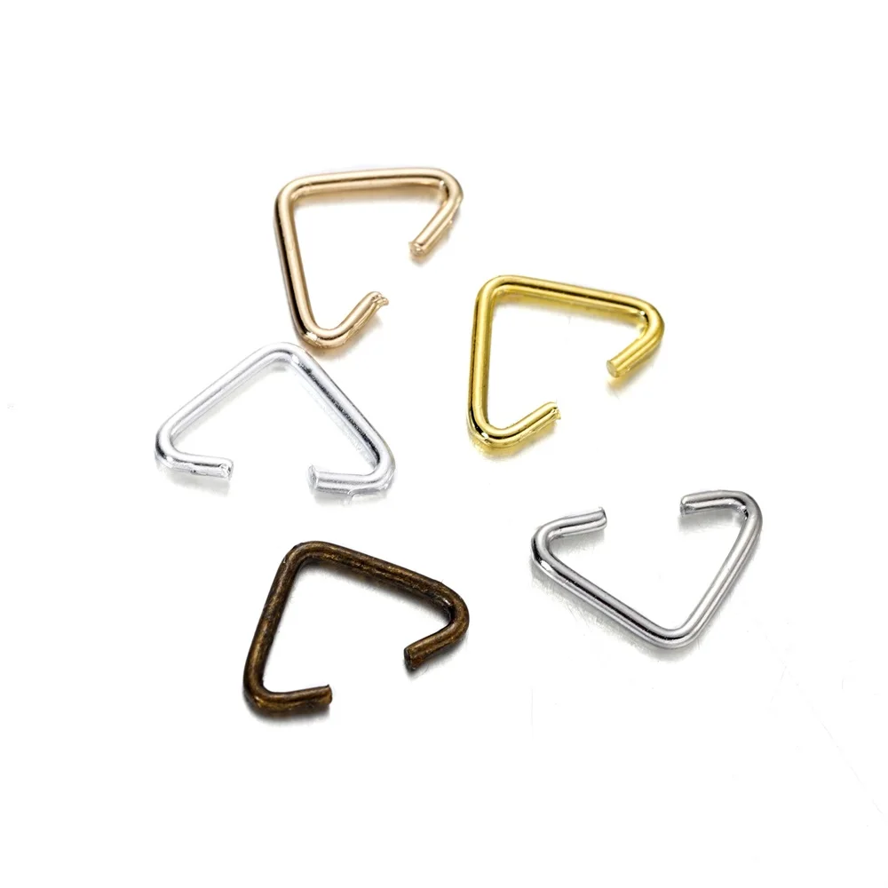 100 stücke Metall Eisen Dreieck Verschlüsse Schnalle Stecker Sprung ringe für DIY Ohrringe Armband Halskette Schmuck Herstellung Zubehör