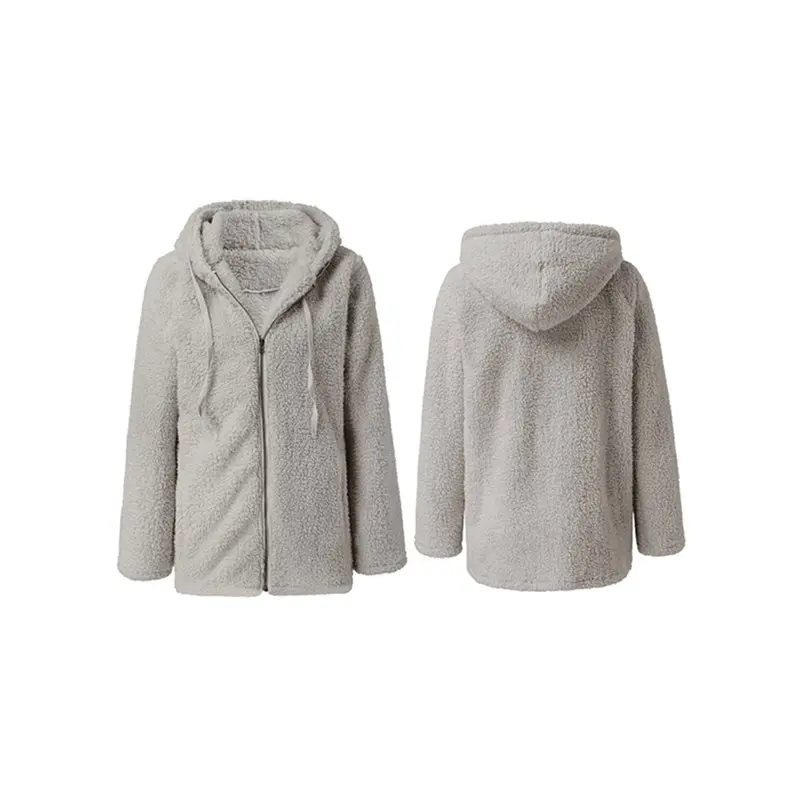 CYL-Giacca calda leggera da donna con cappuccio Plzip Up Cappotto invernale in pile con tasche