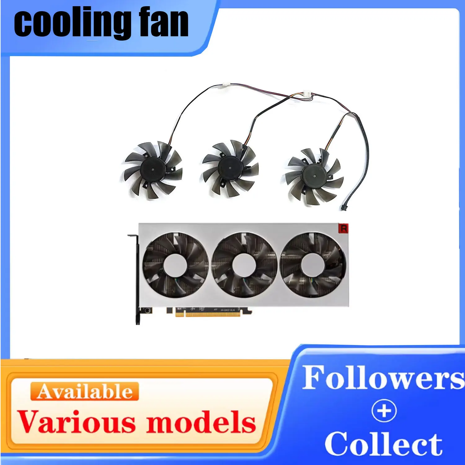 DIY 75MM FD8015H12S FD7010H12S 12V 0.32A replace For Amd Xfx RX Radeon VII Graphics Video Card Cooler Fan