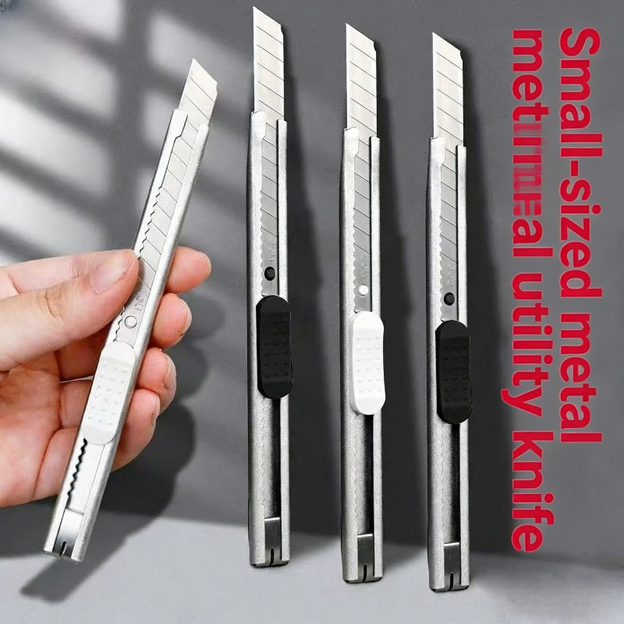 

2053 9mm Utility Knife Metal Shell Alloy Steel Paper Cutter Retractable Box Cutter for Office Car Vinyl Wrapping