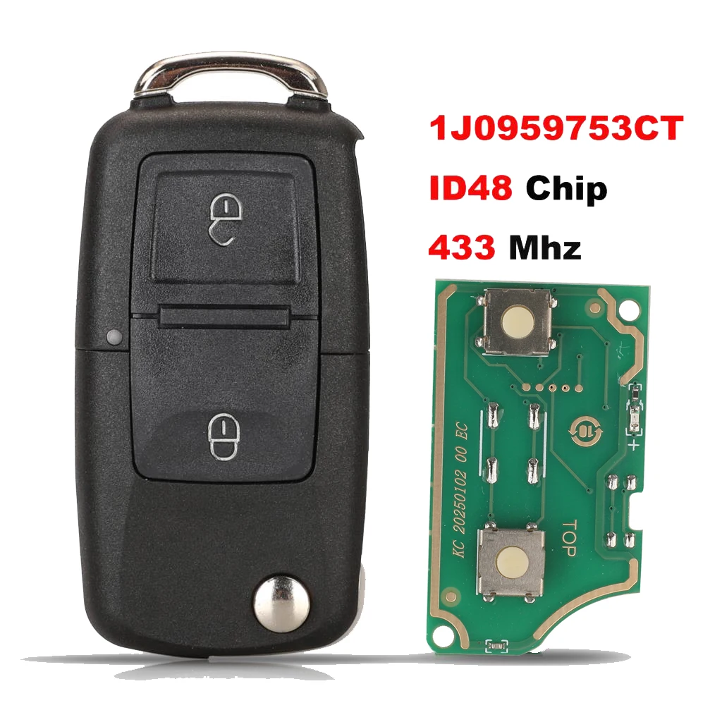 Jingyuqin Remote Key 315/434 MHz ID48 Für Volkswagen VW Golf 4 5 6 Jetta Passat CC Tiguan Polo Beetle Touran 1J 0959753 AG/DA/AH/AM