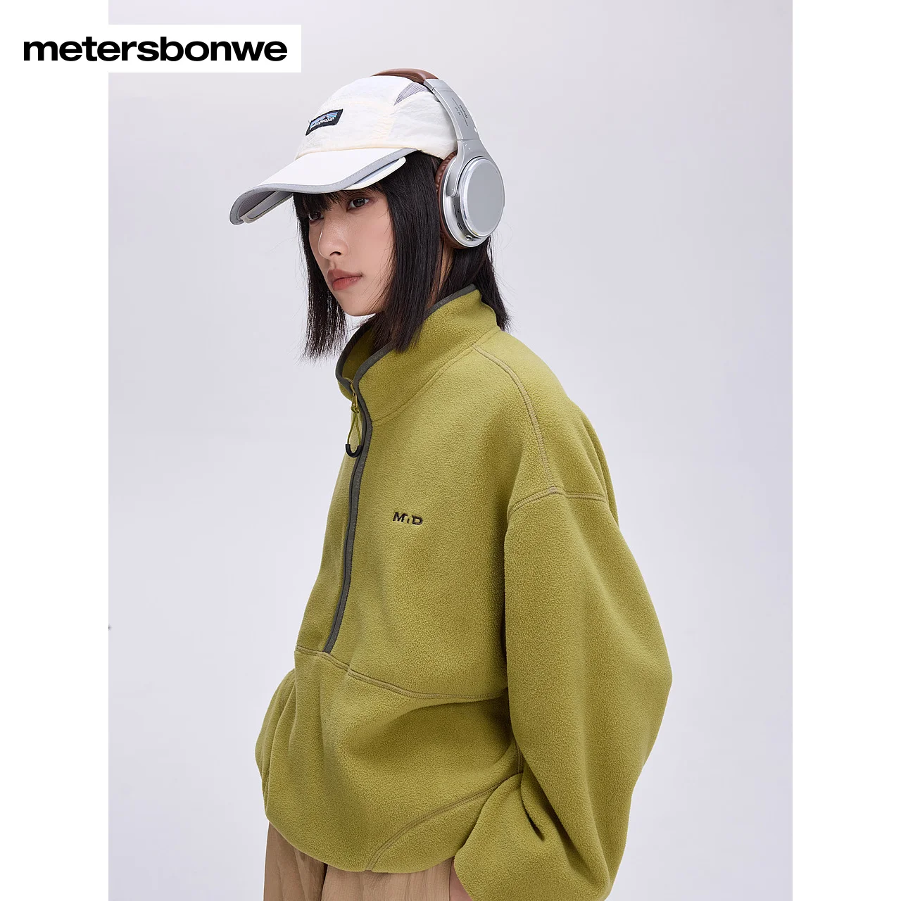 Metersbonwe-Maglione girocollo in pile con colletto rialzato semiaperto da donna Color Clash Abbigliamento casual morbido e confortevole. Autunno