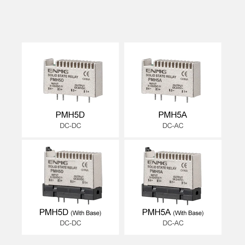 ENMG 3-32V DC 5A Pin Solid State Relay PMH5D DC to DC PCB Plug-in Cast Aluminum Enhanced Heat Dissipation with Working Status In