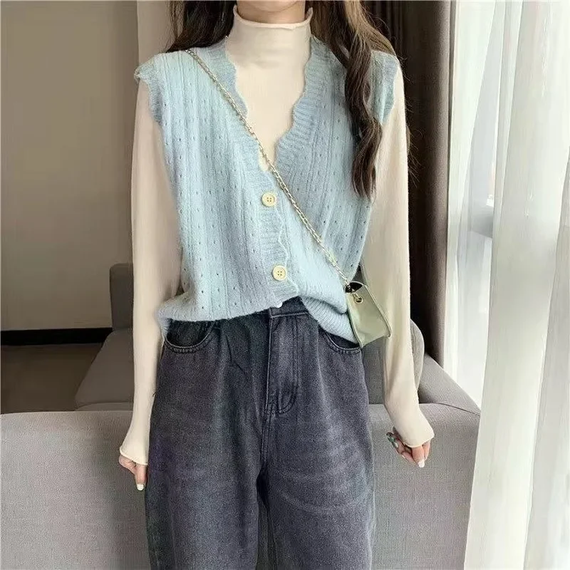 Sweater Vest Women Sleeveless Single Breasted Cropped Elasticity Basic Teenagers Popular Mujer 2020 Fashion All-match Adult Fall