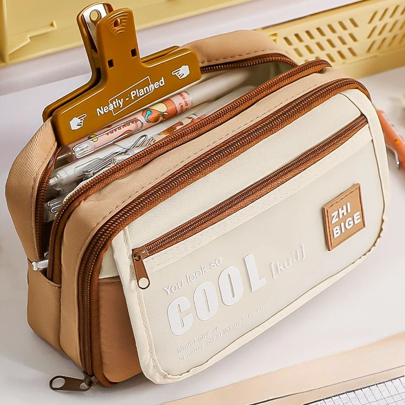 

9-layer Trendy Color Blocked Flip Pen Case with Large Capacity Storage Multifunctional Student Party Essential Stationery Bag