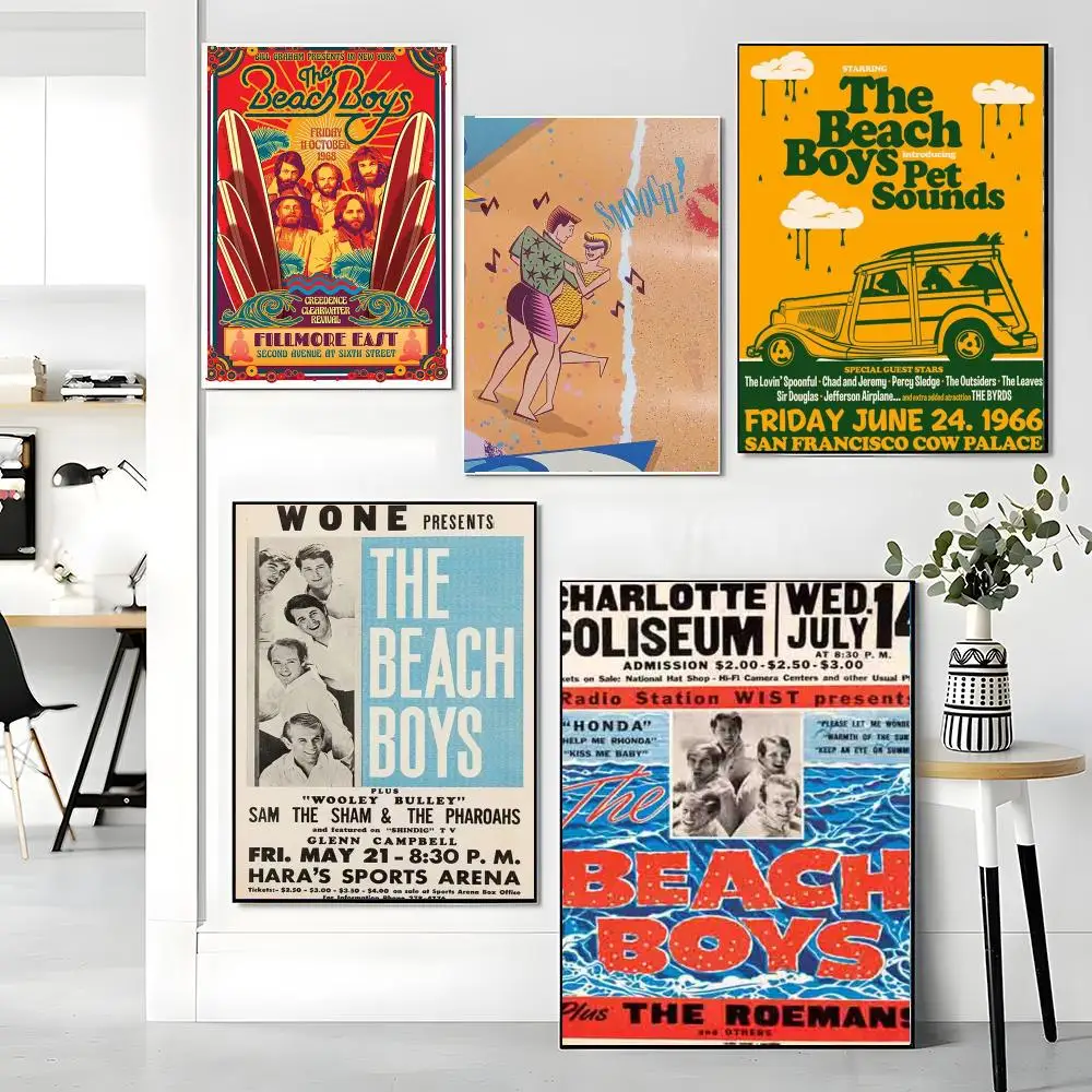 band T-The Beach Boys-S Painting Calligraphy Boho Botanical Decor for Living Room Elegant Home Style