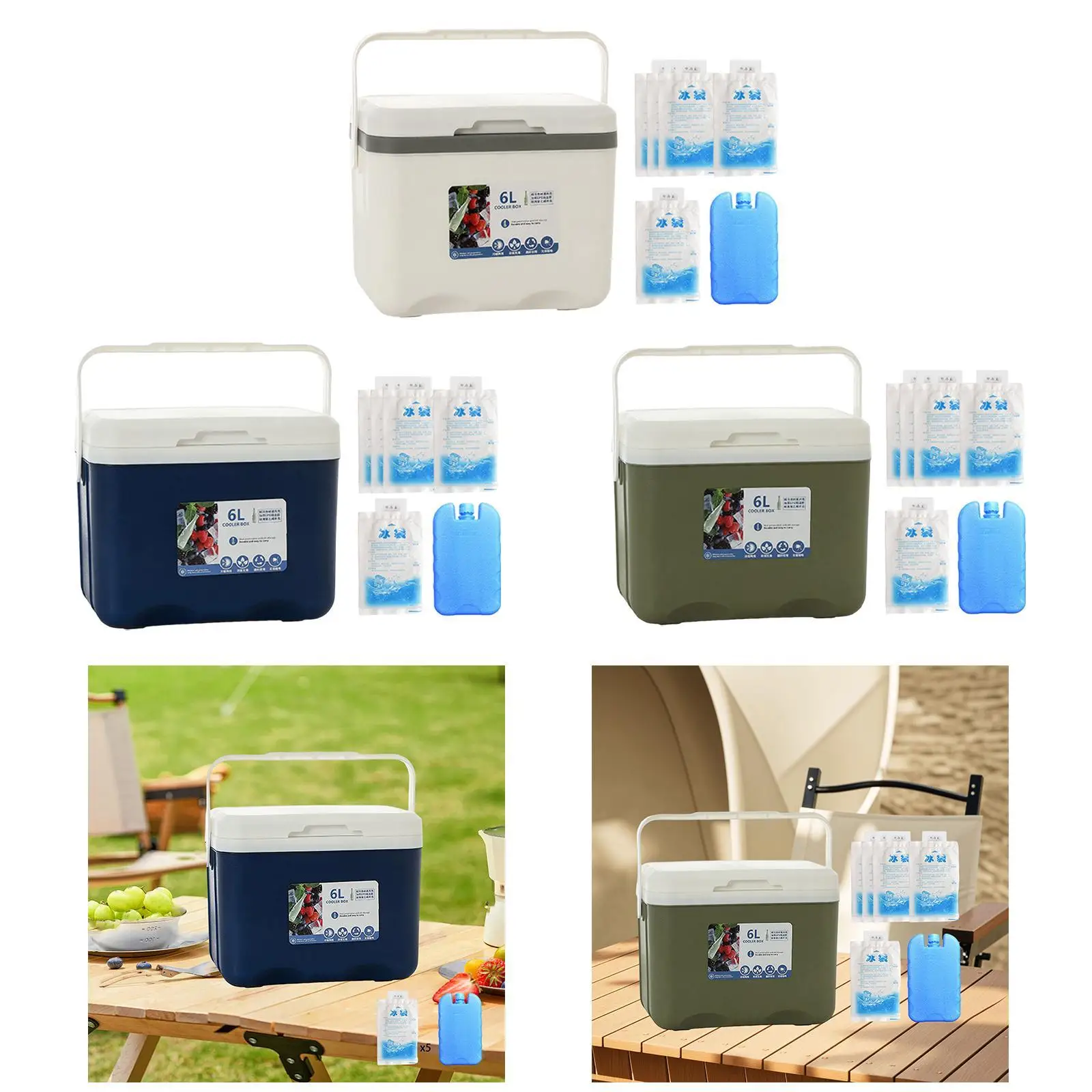 

Camping Cooler Portable with Handle 6 L Personal Ice Chest Cold Storage Case Ice Box for Commercial Boat BBQ Kitchen Outdoor