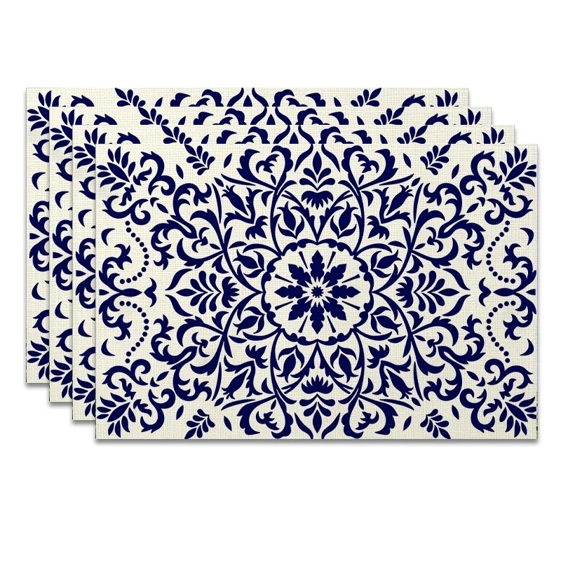 4 Stück, marineblaue Bohemian-Tischsets, beste Tischsets, waschbar, geeignet für Feiertagspartys, Heimdekoration, Küchentische, rechteckige Esszimmer, machen Ihr Esszimmer und Ihre Küche noch schöner,