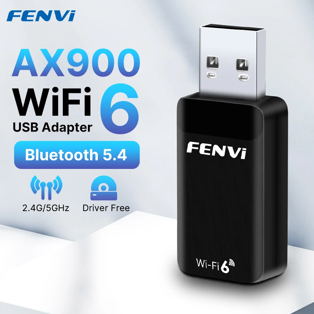 Fenvi AX900 Bluetooth 5.4 USB Adapter WiFi 6 Mini USB Dongle 5G/2.4G Dual Band WiFi6 Network Card Wireless Receiver Driver Free