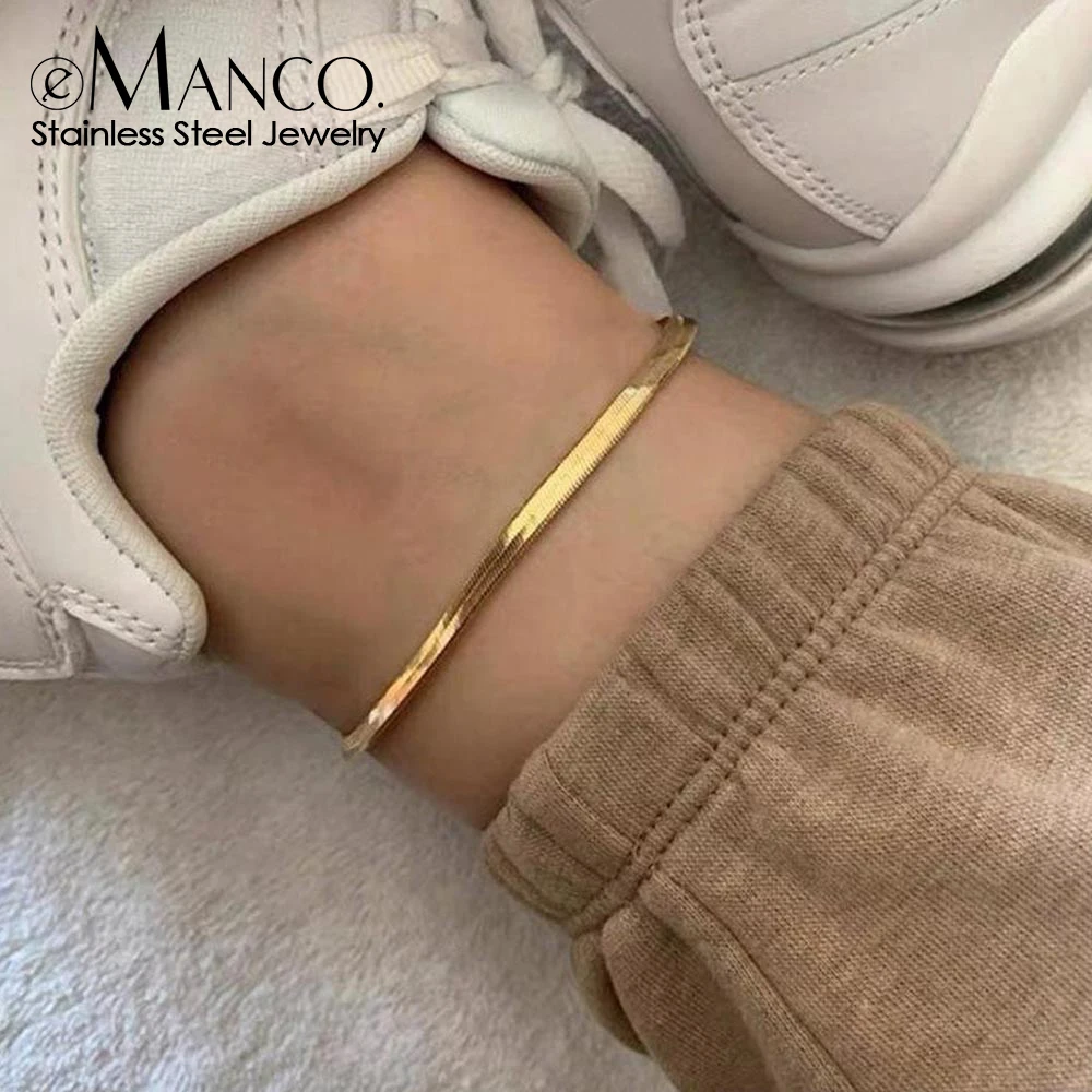 eManco Snake Chain Anklet for Women/Men Girls Beach Chain Ankle Gifts Stainless Steel Not Allergic Dropshipping/Wholesale