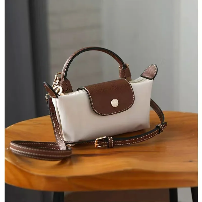 2024 New Women Fashion Makeup Bag Mini White Nylon Shoulder Bag Retro Design Casual Ladies Handbag