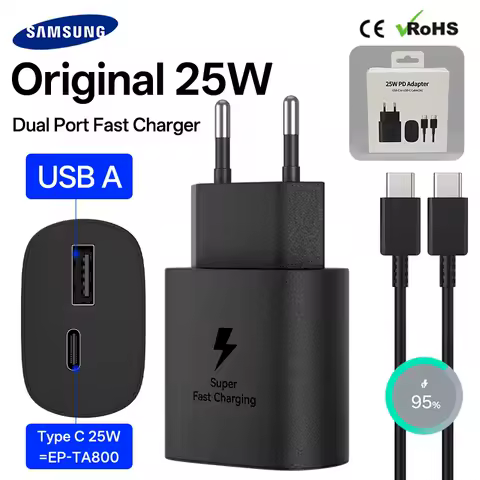 25W Samsung Charger Super Fast Charging Adapter Type C Galaxy S25 S24 S23 S22 S21 Plus A56 A55 A05s A54 A16 A35 A25 Z Flip 7 6