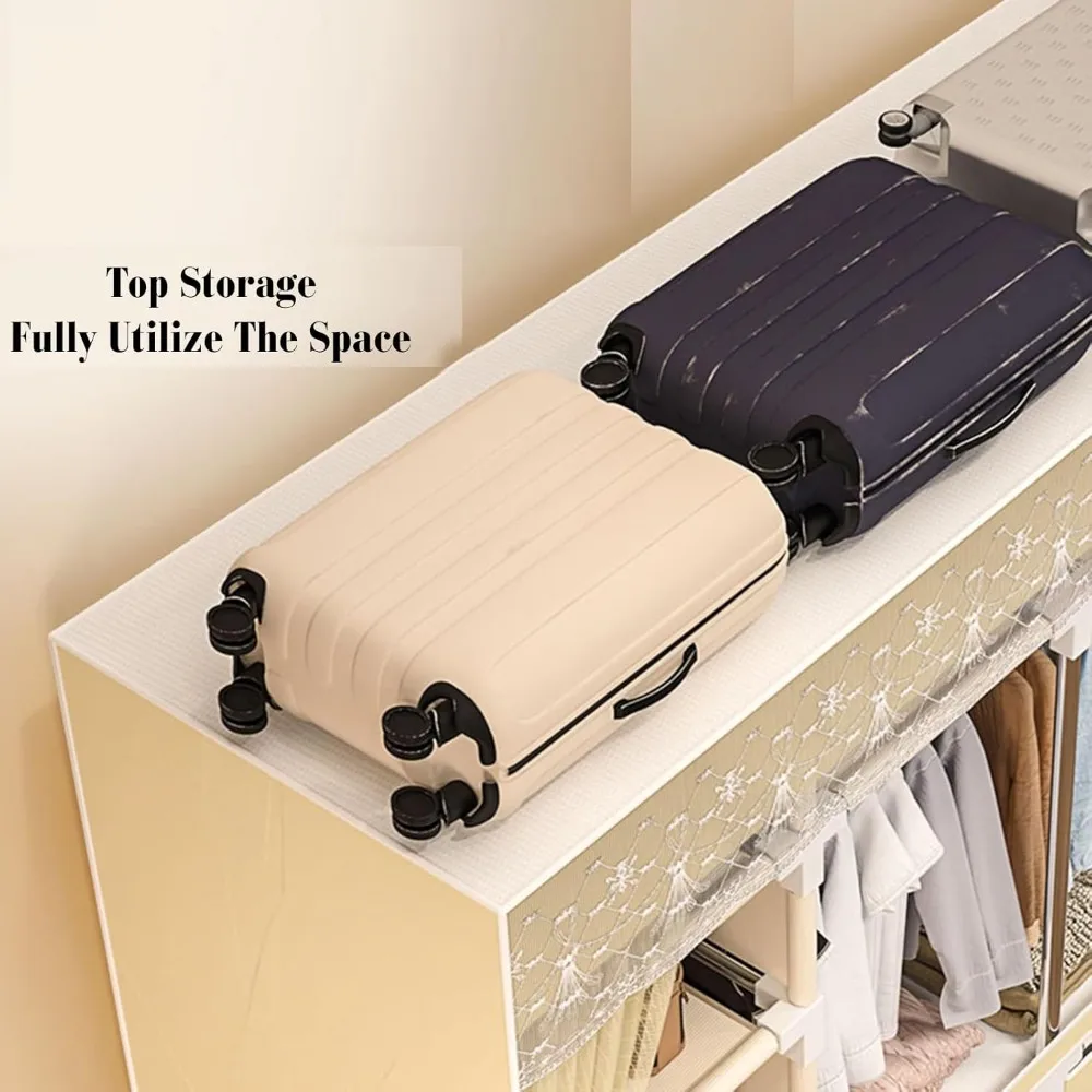 خزانة ملابس محمولة، منظم تخزين خزانة مع أرفف، خزانة ملابس من القماش، مناسبة لغرفة النوم الثانية وغرفة المعيشة، عباءة #4