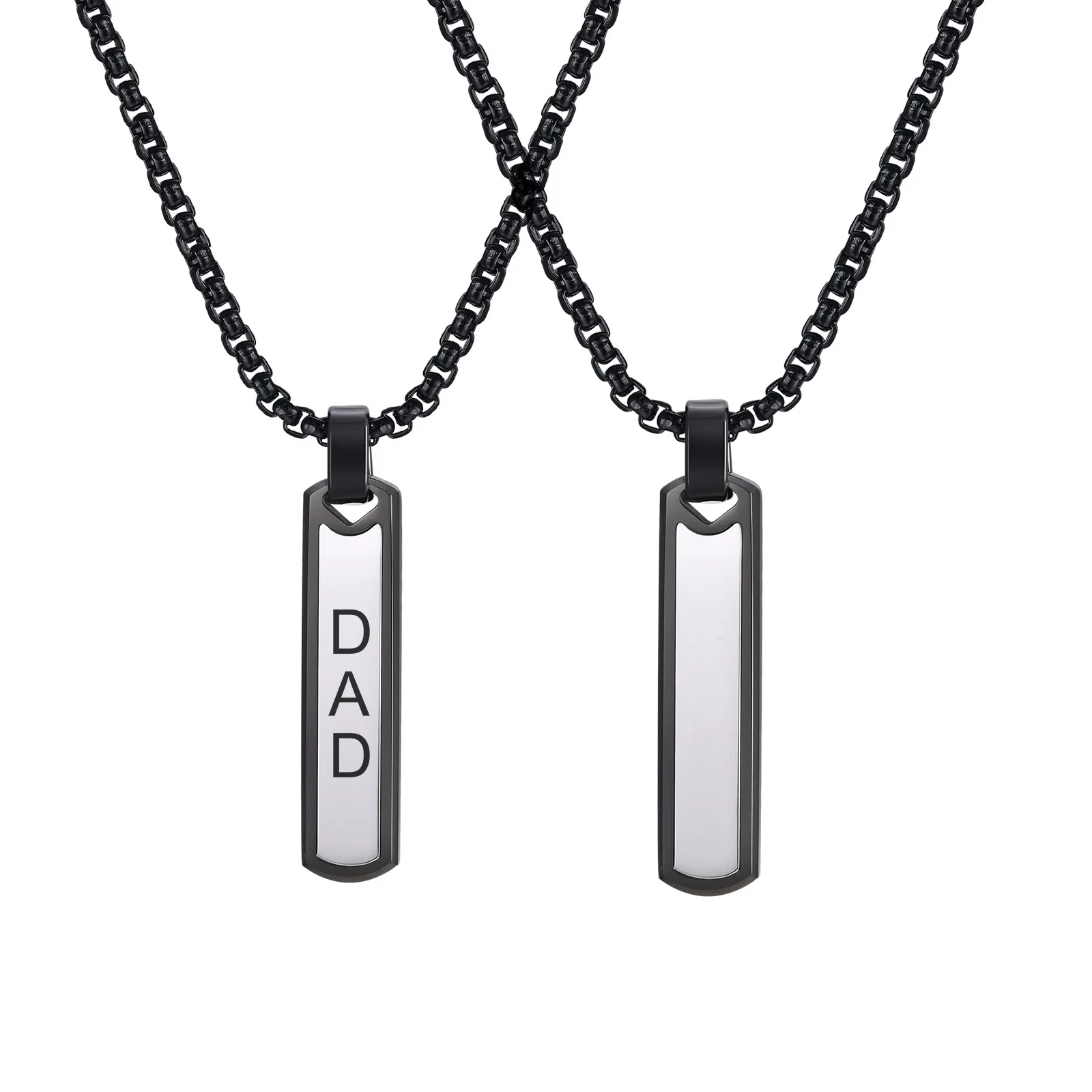 Vertical Pendant Necklace for Men Boys,Stainless Steel Geometric Long Pendant Necklaces,Father Dad Jewelry Gifts