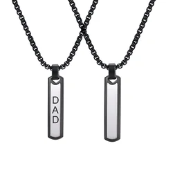 Vertical Pendant Necklace for Men Boys,Stainless Steel Geometric Long Pendant Necklaces,Father Dad Jewelry Gifts