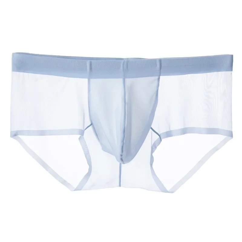 Transparent Ultra Thin Briefs Men Sexy Underwear Smooth Ice Silk Lingerie See Through Underpants Male Sexy Bulge Pouch Panties