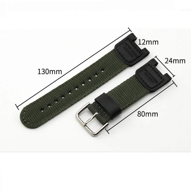 12x24mm Leather Nylon Watch Strap for Casio Notch Watchband GA-1000 1100 A1130 SGW100 SGW200 GW-3500B 3000B Men Accessories