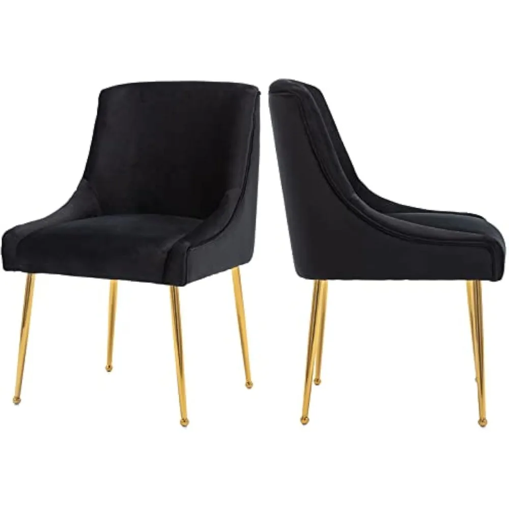 

Black Dining Chairs Set of 2, Upholstered Dining Room Chairs with Gold Legs Modern Velvet Chair Accent Side Chairs for Living R