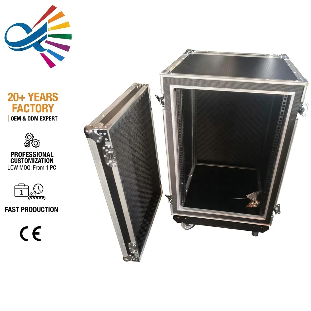 

Shock Mount Flight Case 14U 18U Rack Mount Box with Waterproof EVA Lining Professional Audio Equipment Stage Storage Trunk