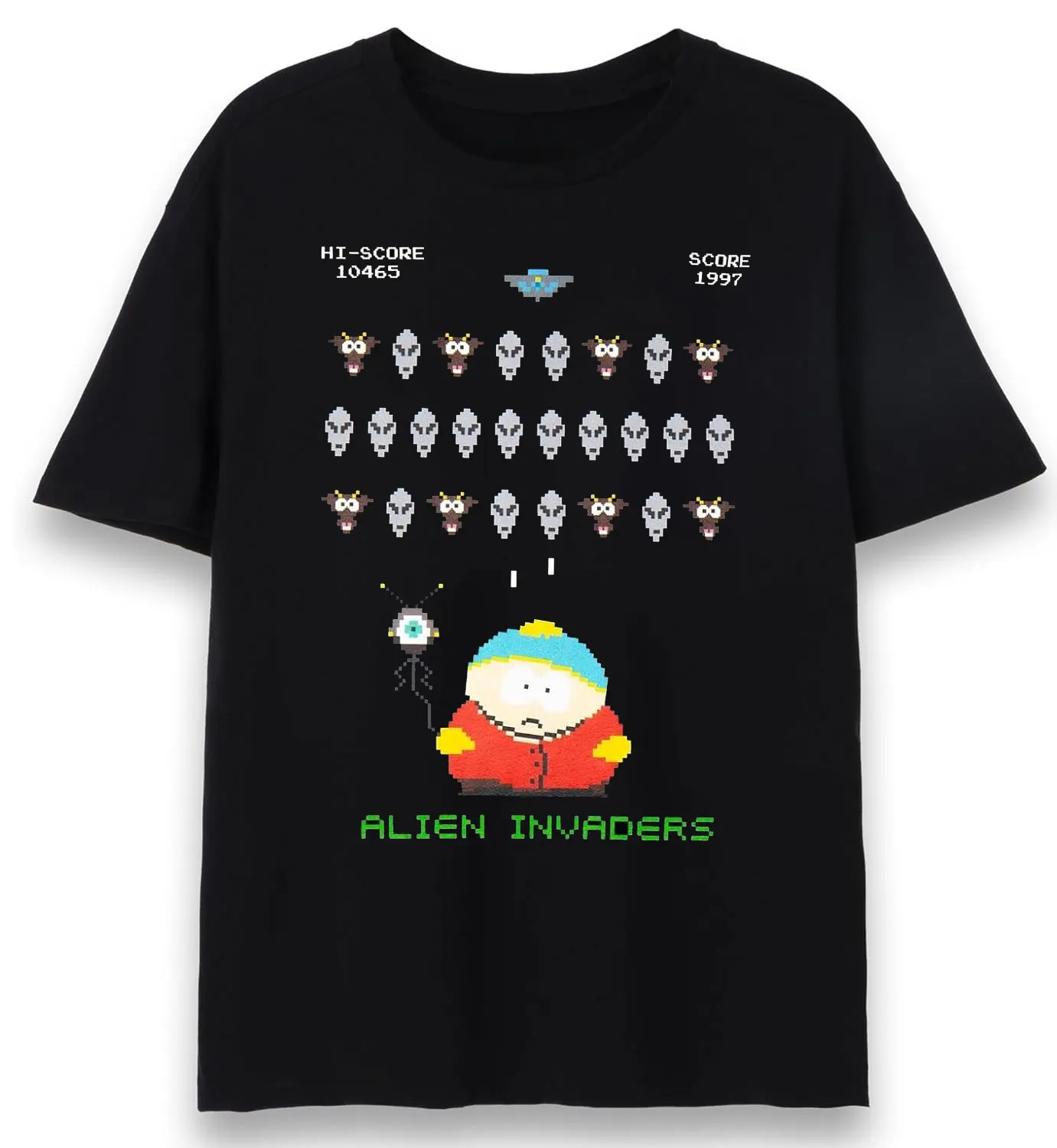 South Park Mens Short Sleeve T-Shirt Adults Black with Green Graffiti Graphic Tee Animated Comedy Series Apparel Top Cotton Tops